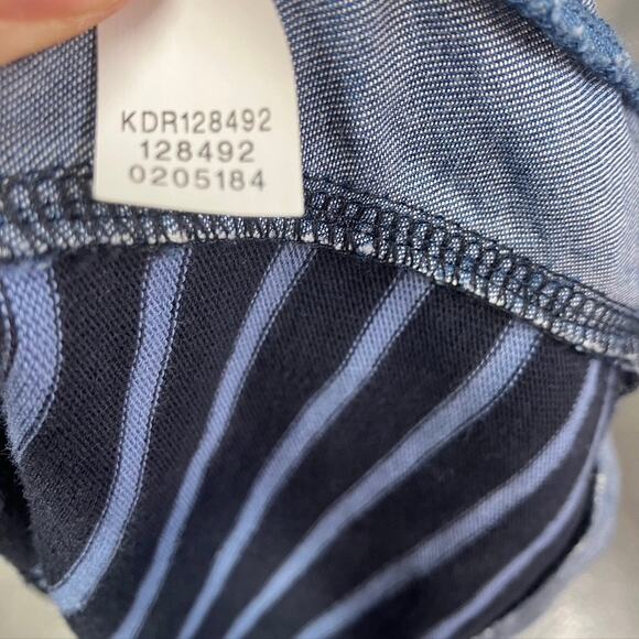 J. Jill Striped Shift Dress Blue Cotton Denim 3/4 Sleeve Women MP Spring Classic - Picture 14 of 16